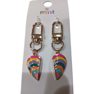 Best Friends Shared Heart Rainbow Keychain Purse Charm Belt Loop Charm Backpack